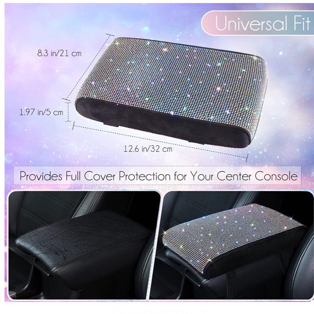 NEW Diamond Auto Center Console Cover, Memory Foam Armrest Cushion Pad - Picture 4 of 5